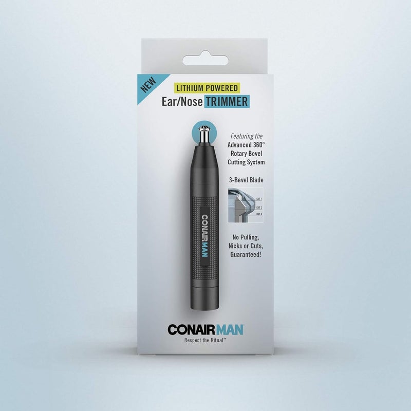 ConairMan Nose Hair Trimmer for Men, For Nose, Ear, and Eyebrows, Patent 360 Bevel Blade for No Pull, No Snag Trimming Experience, Cordless Lithium-Powered Trimmer with Drawstring Bag - Image 4